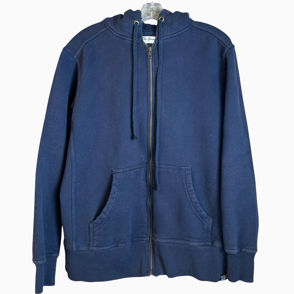 Vintage The Game Hoodie Mens Large Navy Blue Full Zip Sweatshirt Made in USA